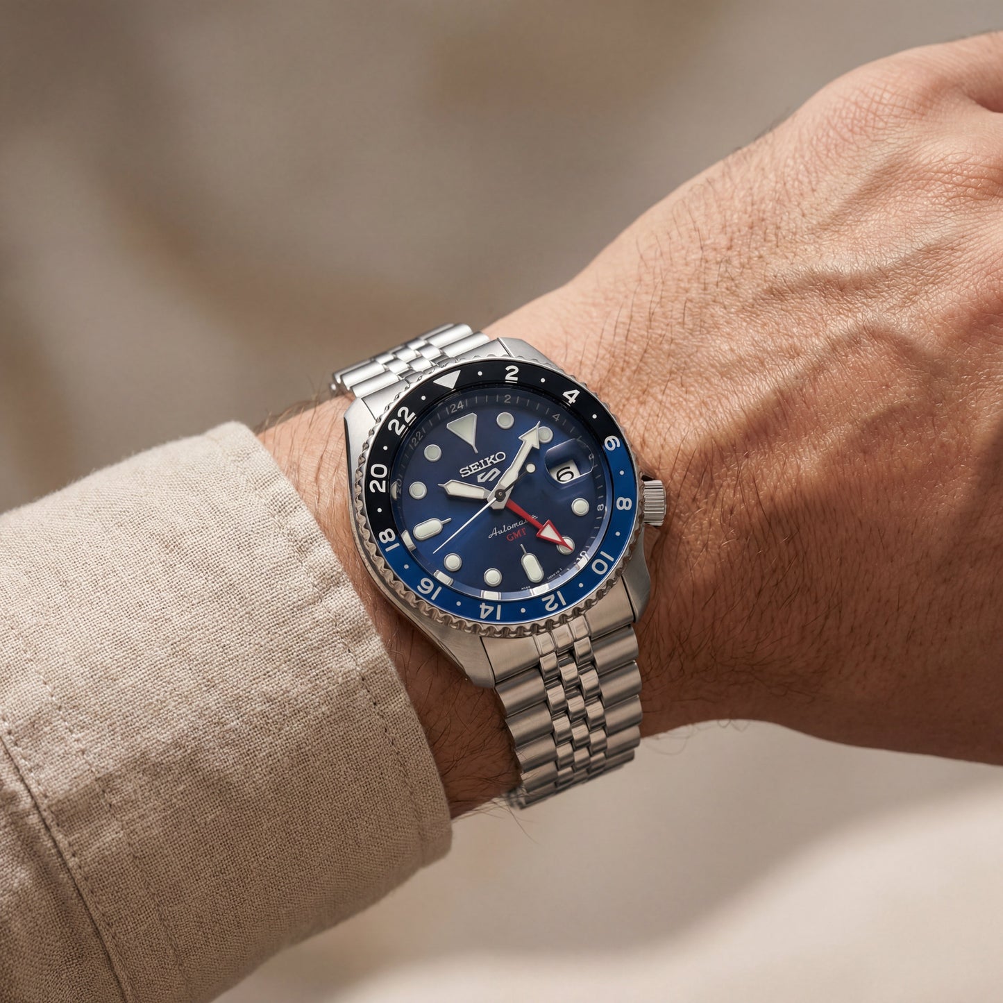 Ocean Blue GMT Steel Watch