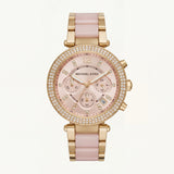 Blush Crystal Chronograph Watch – Rose Gold Glam Edition