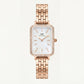 Pearl Rectangle Crystal Watch – Rose Gold Elegance Edition