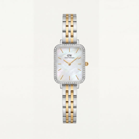 Pearl Two-Tone Rectangle Watch – Gold & Silver Radiance Edition