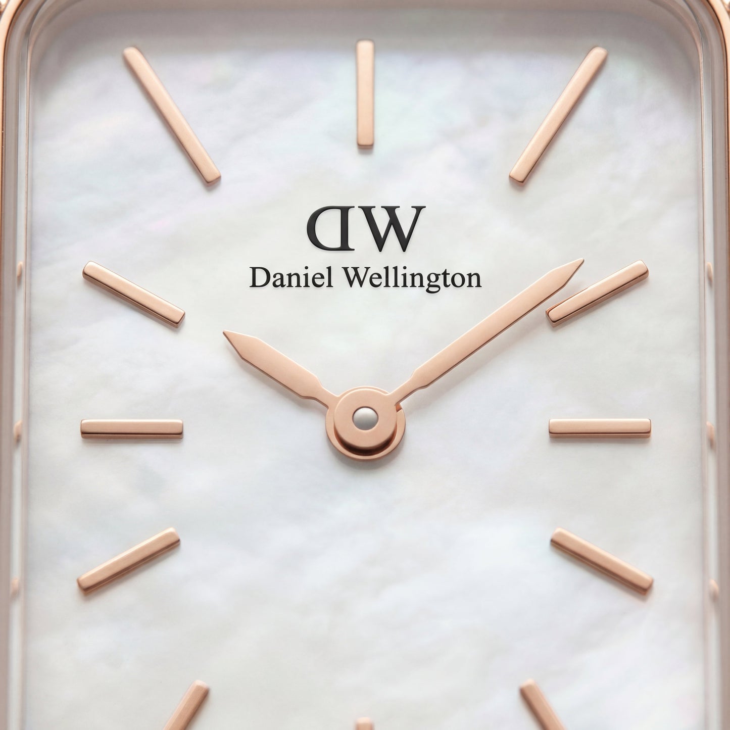 Pearl Rectangle Crystal Watch – Rose Gold Elegance Edition