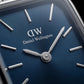 Midnight Blue Rectangle Crystal Watch – Silver Luxe Edition