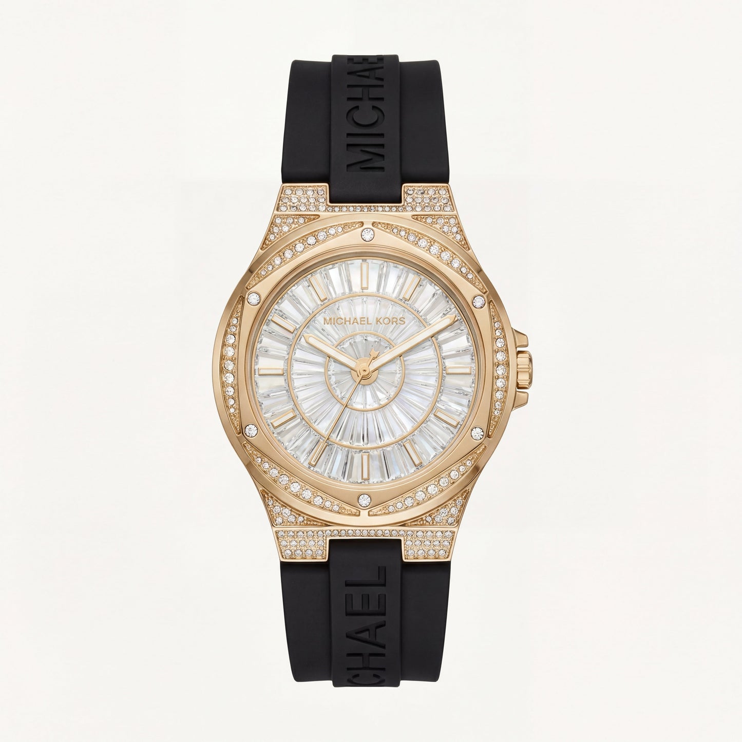 Crystal Halo Gold Sport Watch – Black Strap Signature Edition