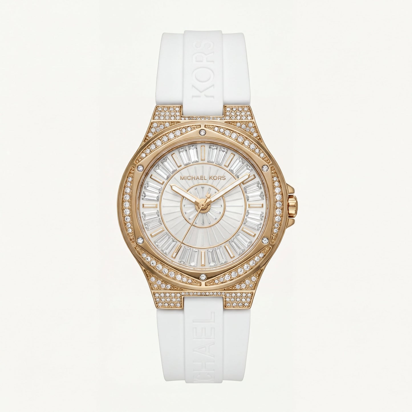 Crystal Halo Gold Sport Watch – White Signature Strap Edition
