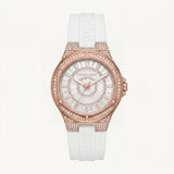Crystal Halo Rose Gold Sport Watch – White Signature Strap Edition