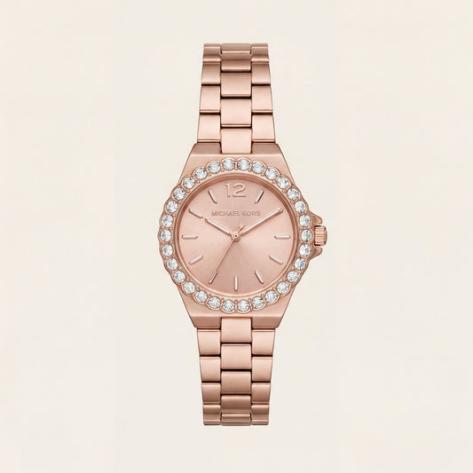 Rose Gold Crystal Bezel Watch – Blush Radiance Edition