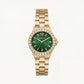Gold Crystal Bezel Watch – Emerald Dial Luxe Edition