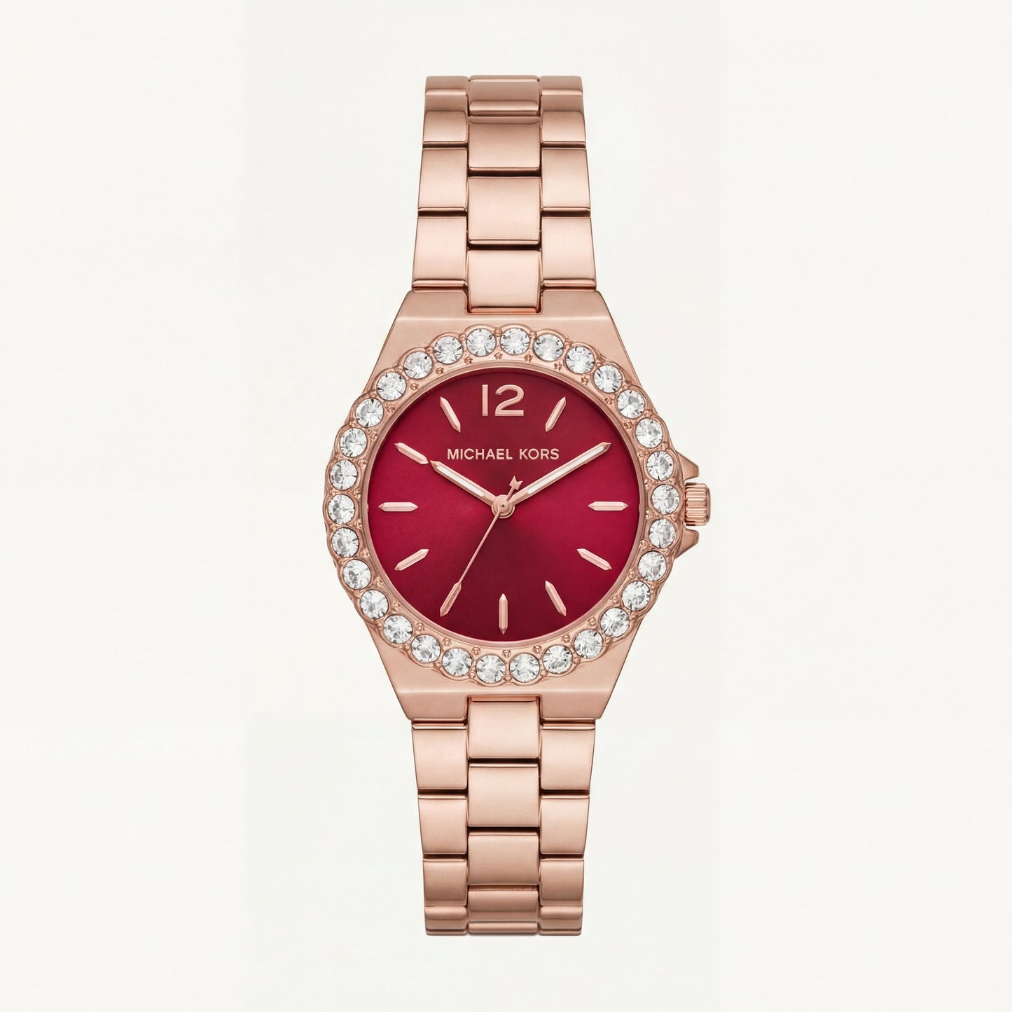 Rose Gold Crystal Bezel Watch – Ruby Red Luxe Edition