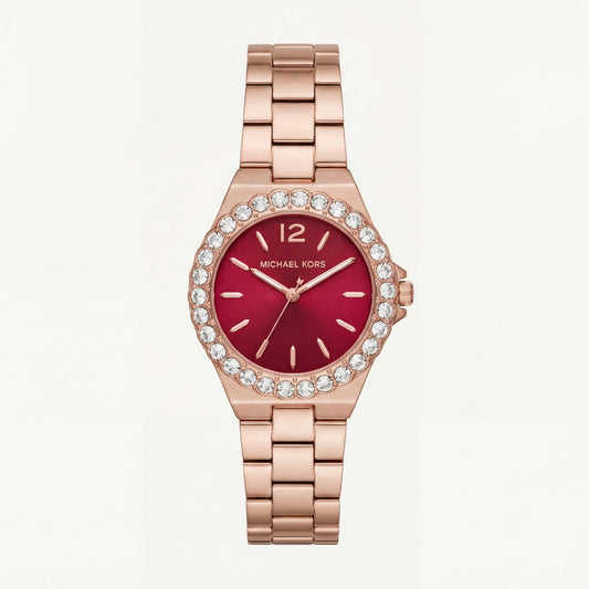 Rose Gold Crystal Bezel Watch – Ruby Red Luxe Edition