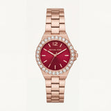 Rose Gold Crystal Bezel Watch – Ruby Red Luxe Edition