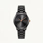 Black Steel Minimal Watch – Rose Accent Modern Edition