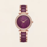 Royal Plum Crystal Watch – Rose Gold Glam Edition