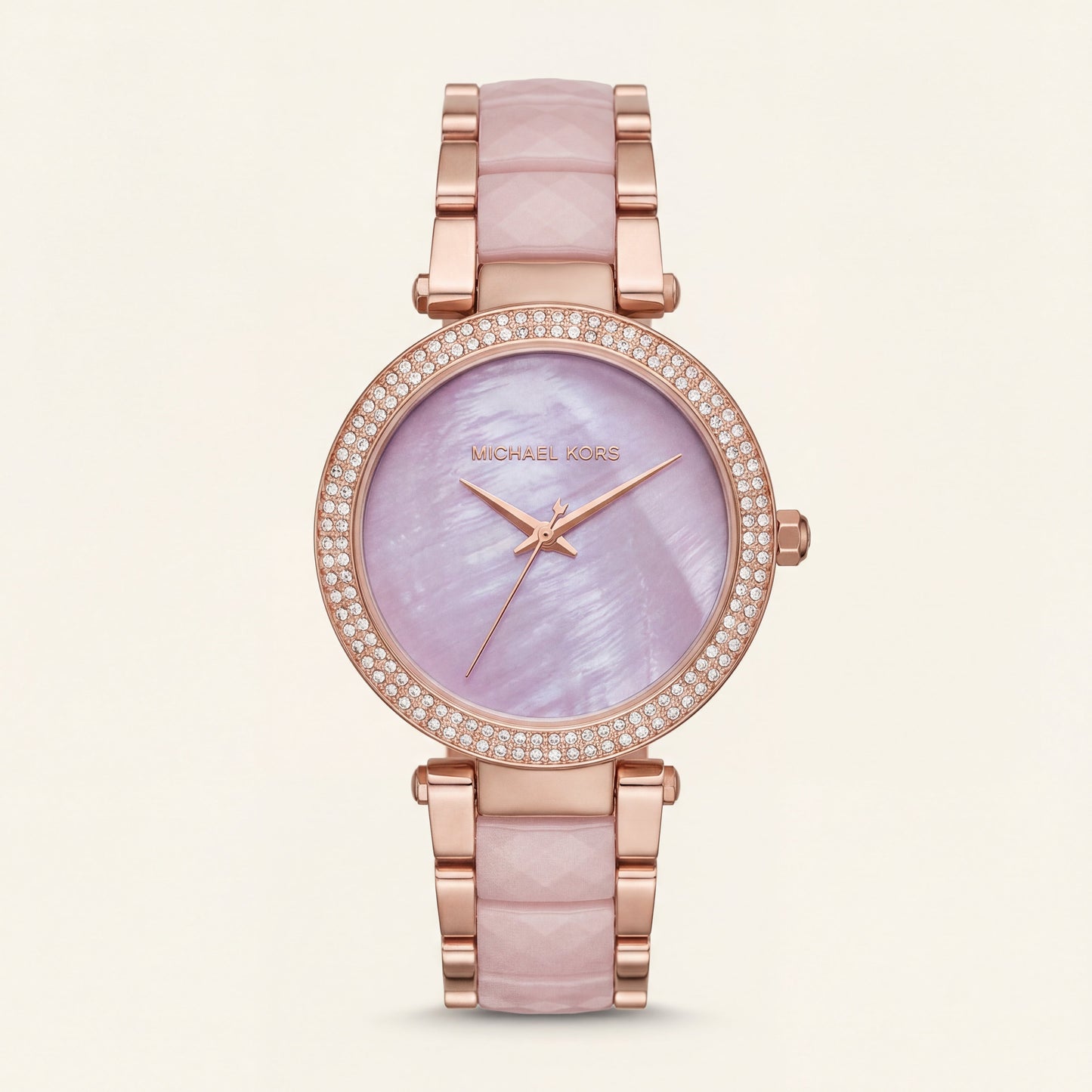 Blush Pearl Crystal Watch – Rose Gold Elegance Edition