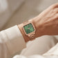 Rose Gold Square Watch – Emerald Minimal Luxe Edition