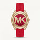 Bold Red Logo Watch – Gold Statement Edition