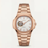 Rose Gold Open-Heart Automatic Steel Watch