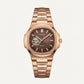 Rose Gold Brown Dial Open-Heart Automatic Watch
