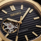 Gold Black Dial Open-Heart Automatic Steel Watch