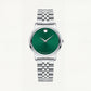 Silver Green Minimal Dial Stainless Steel Watch