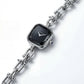 Silver Square Case Midnight Black Faceted Dial Jewelry Bracelet Watch – Women