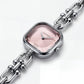 Silver Square Case Rose Pink Faceted Dial Jewelry Bracelet Watch – Women