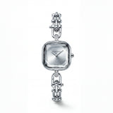 Silver Square Case Crystal Faceted Dial Jewelry Bracelet Watch – Women