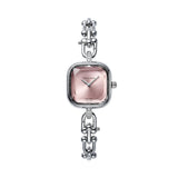 Silver Square Case Rose Pink Faceted Dial Jewelry Bracelet Watch – Women