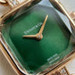 Rose Gold Square Case Emerald Sunray Dial Jewelry Bracelet Watch – Women