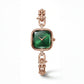 Rose Gold Square Case Emerald Sunray Dial Jewelry Bracelet Watch – Women