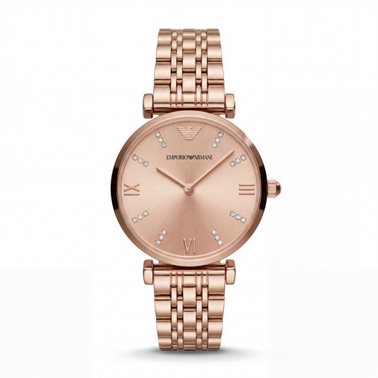 Rose Gold Crystal Accent Dial Luxury Bracelet Watch – Women