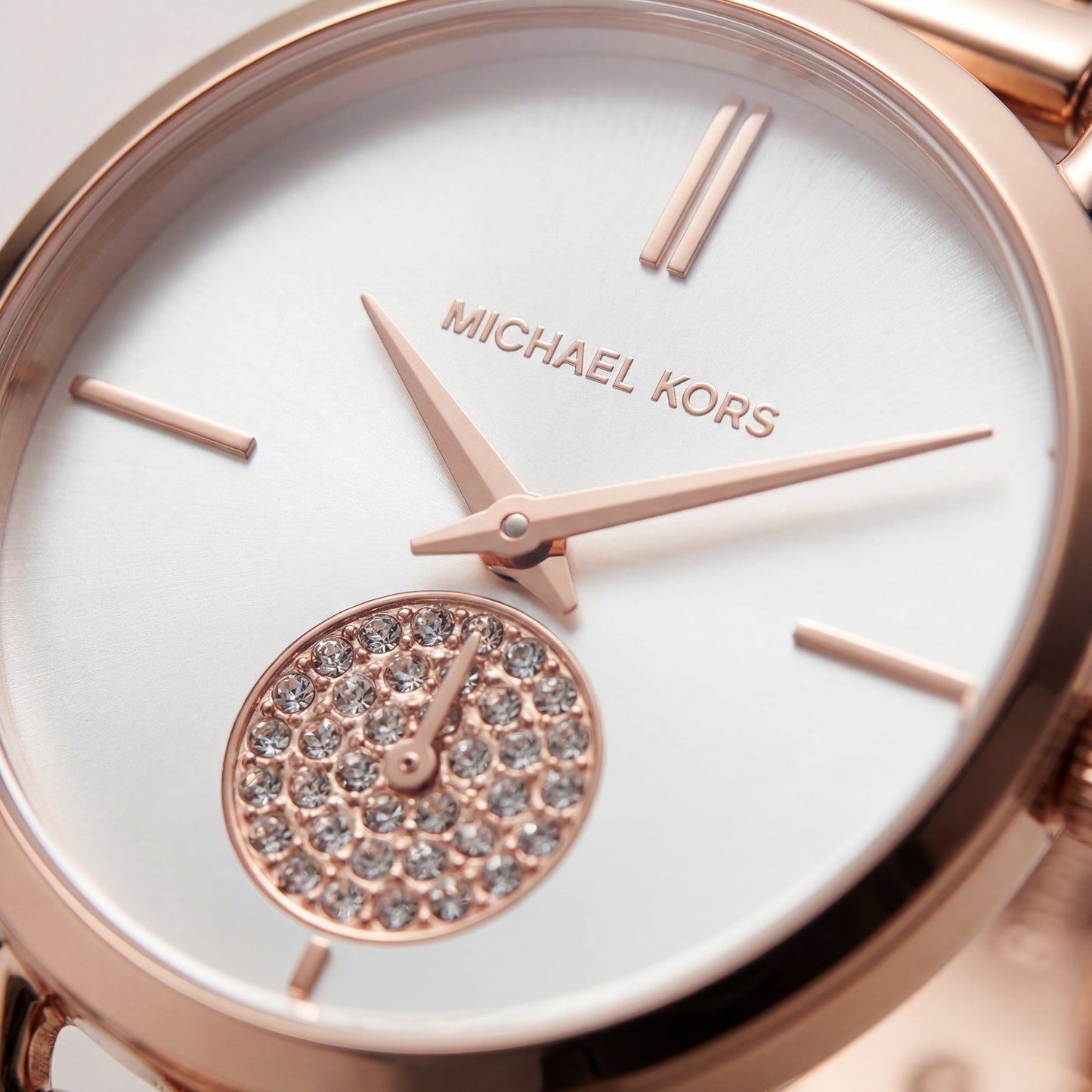 Rose Gold Stainless Steel Crystal Sub-Dial Minimal Luxury Bracelet Watch – Women
