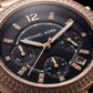 Rose Gold Crystal Bezel Black Chronograph Luxury Bracelet Watch – Women