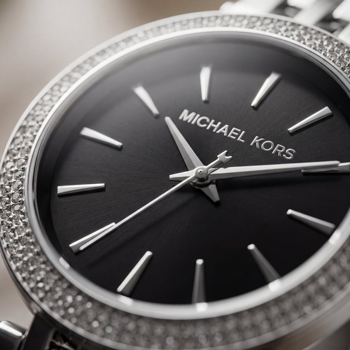Stainless Steel Crystal Bezel Black Dial Luxury Bracelet Watch – Women