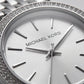 Stainless Steel Crystal Bezel Silver Sunray Dial Luxury Bracelet Watch – Women