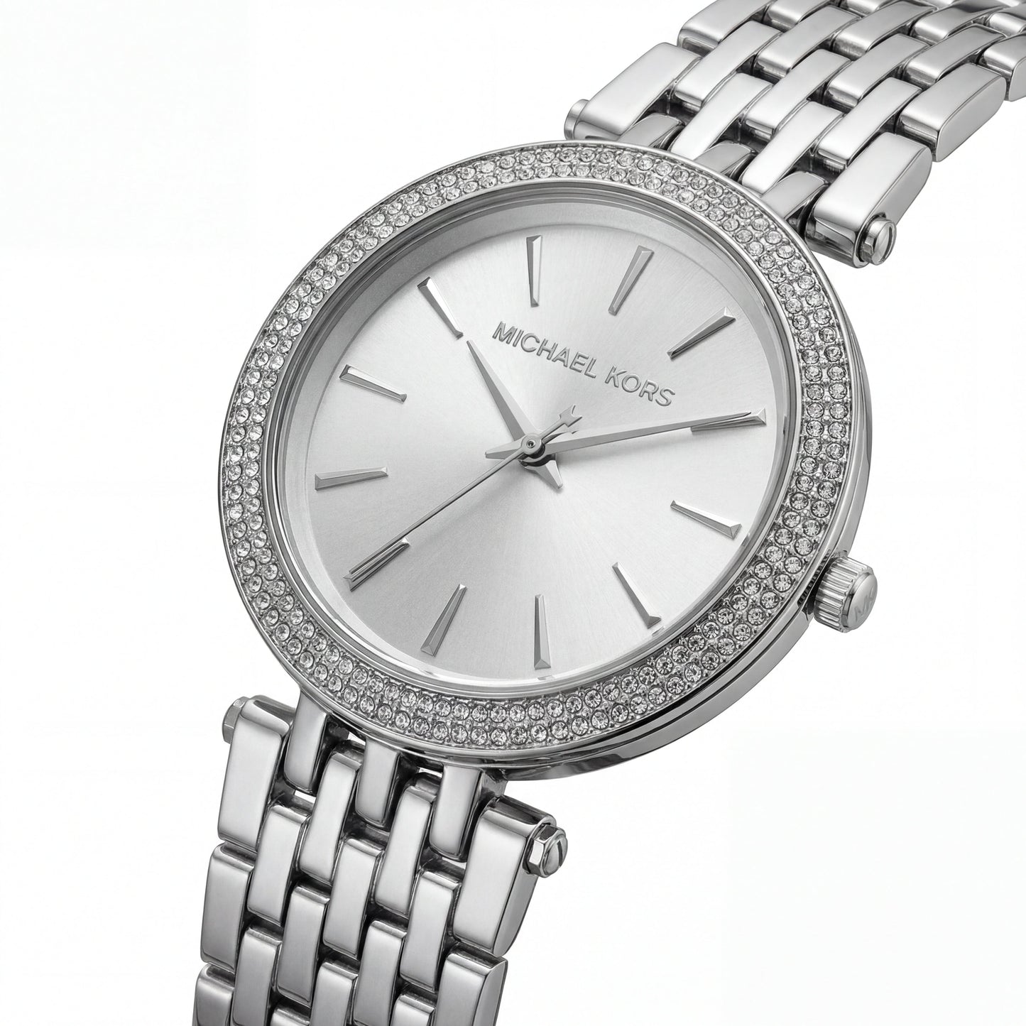 Stainless Steel Crystal Bezel Silver Sunray Dial Luxury Bracelet Watch – Women