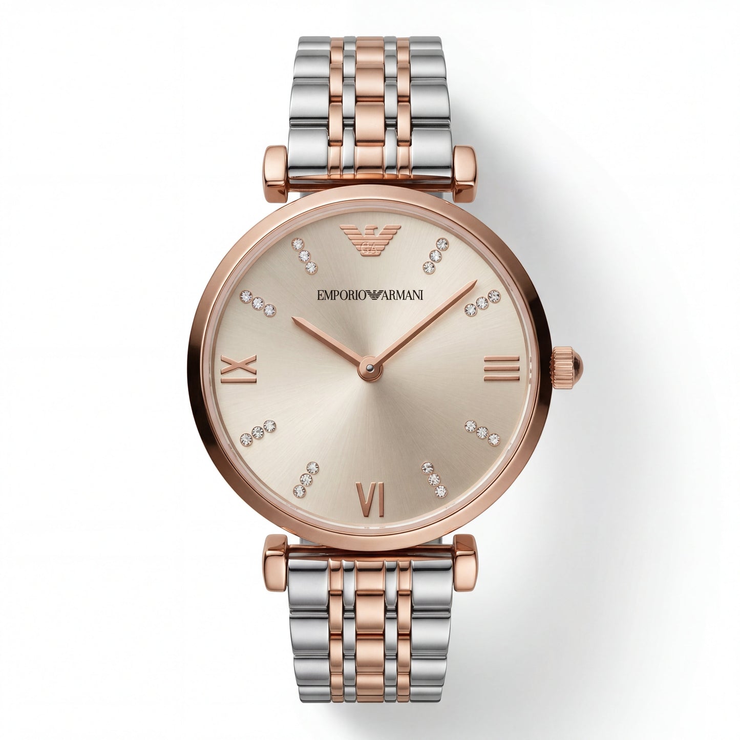 Two-Tone Rose Gold & Silver Crystal Accent Dial Luxury Bracelet Watch – Women
