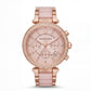 Rose Gold Crystal Bezel Blush Chronograph Dial Luxury Bracelet Watch – Women