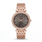 Rose Gold Crystal Bezel Brown Sunray Dial Luxury Bracelet Watch – Women