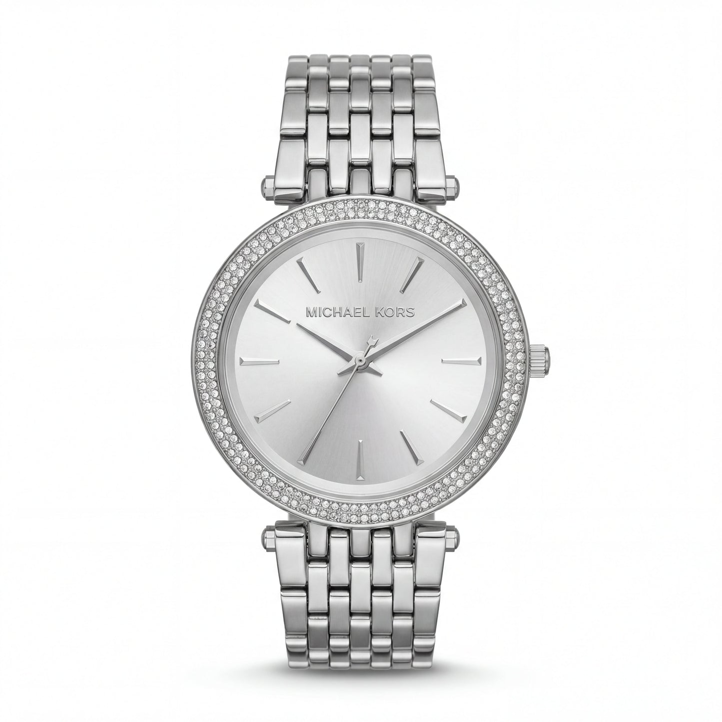Stainless Steel Crystal Bezel Silver Sunray Dial Luxury Bracelet Watch – Women