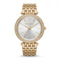 Gold Crystal Bezel Silver Sunray Dial Luxury Bracelet Watch – Women