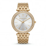 Gold Crystal Bezel Silver Sunray Dial Luxury Bracelet Watch – Women