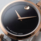 Two-Tone Steel & Rose Gold Minimalist Black Dial Luxury Bracelet Watch – Women