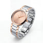 Two-Tone Steel & Rose Gold Minimalist Champagne Sunray Dial Luxury Bracelet Watch – Women