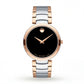 Two-Tone Steel & Rose Gold Minimalist Black Dial Luxury Bracelet Watch – Women