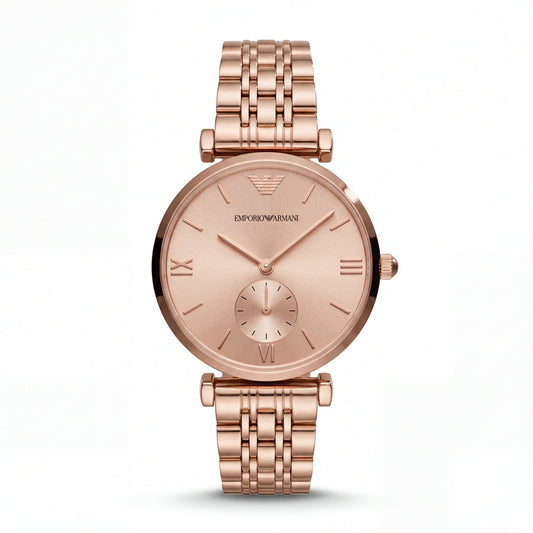 Rose Gold Sunray Dial Sub-Second Minimalist Luxury Bracelet Watch – Women