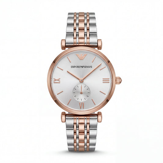 Two-Tone Steel & Rose Gold Silver Dial Sub-Second Elegant Bracelet Watch – Women