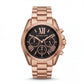 Rose Gold Chronograph Black Dial Roman Numeral Luxury Bracelet Watch – Women