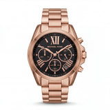 Rose Gold Chronograph Black Dial Roman Numeral Luxury Bracelet Watch – Women