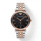 Two-Tone Steel & Rose Gold Black Dial Sub-Second Classic Bracelet Watch – Women