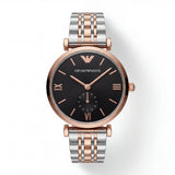 Two-Tone Steel & Rose Gold Black Dial Sub-Second Classic Bracelet Watch – Women